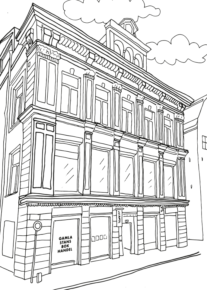 Illustration av bokhandeln